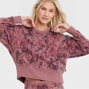 JoyLab Pink Tie-Dye Sweatshirt- crush berry acid wash. - size small